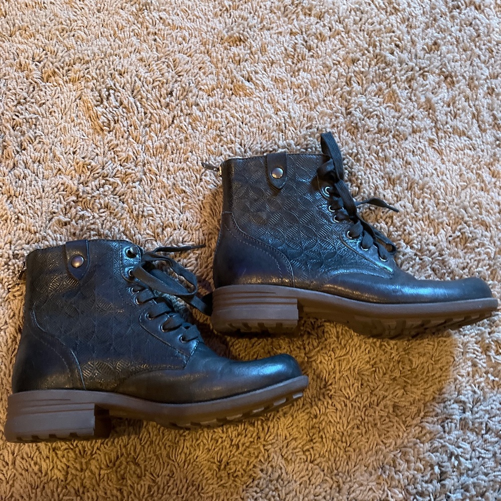 Price reduced! Dark teal leather combat boots